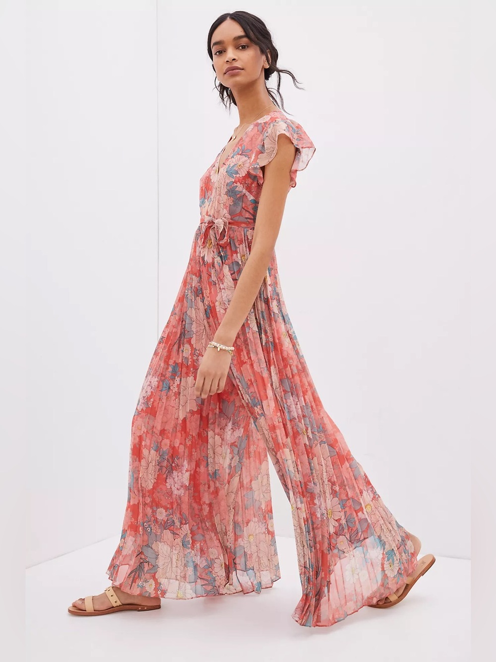 Kachel Parisa Pleated Wide-Leg Jumpsuit, US2